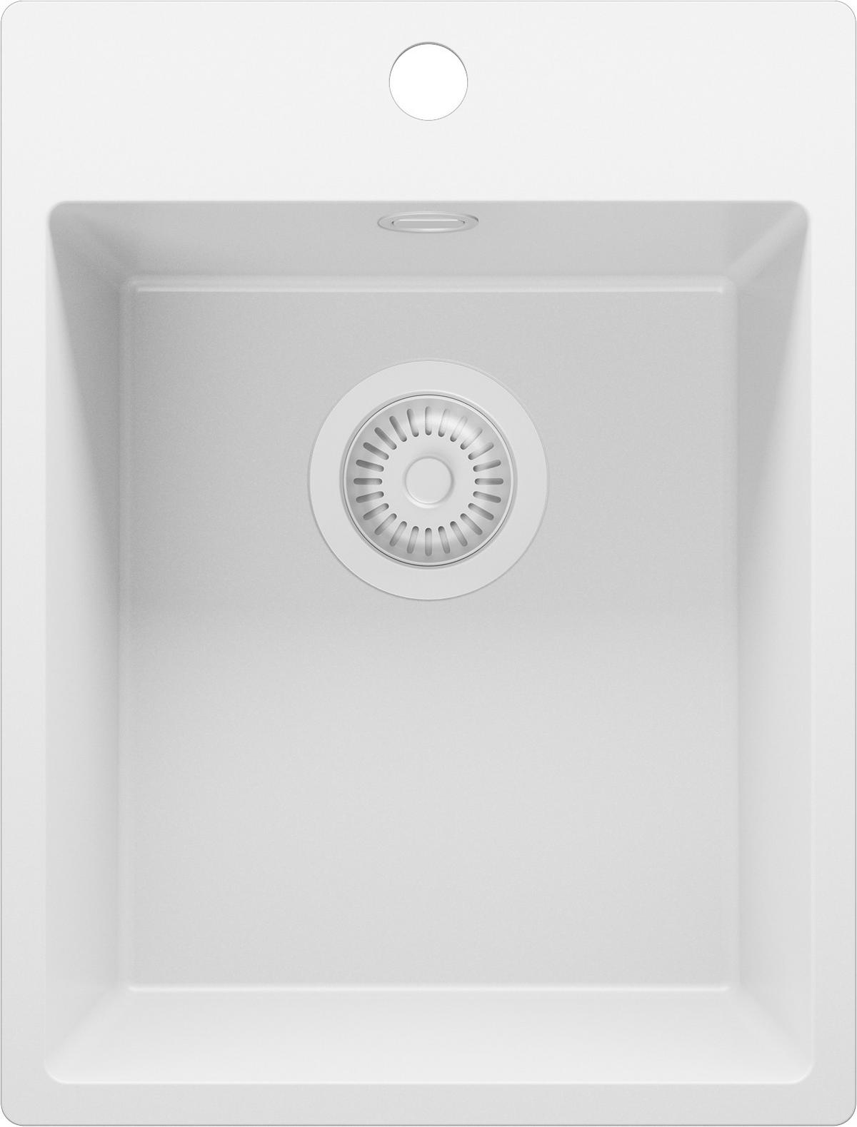 SPÜLBECKEN Riga, 2-er set Alles Weiß 38/50 cm 1 Becken + Ablauf-Set ab 40er Unterschrank - Weiß, Kunststoff (38/20/50cm) - Primagran