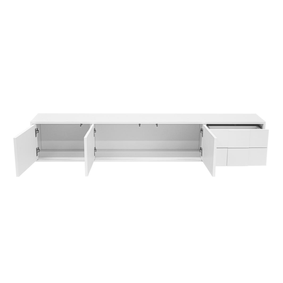 TV-SCHRANK 170/30/30,5 cm Weiß schwebend mit 3 Türen und 2 Schubladen - Weiß, Holzwerkstoff (170/30.5/30cm) - Oxeza