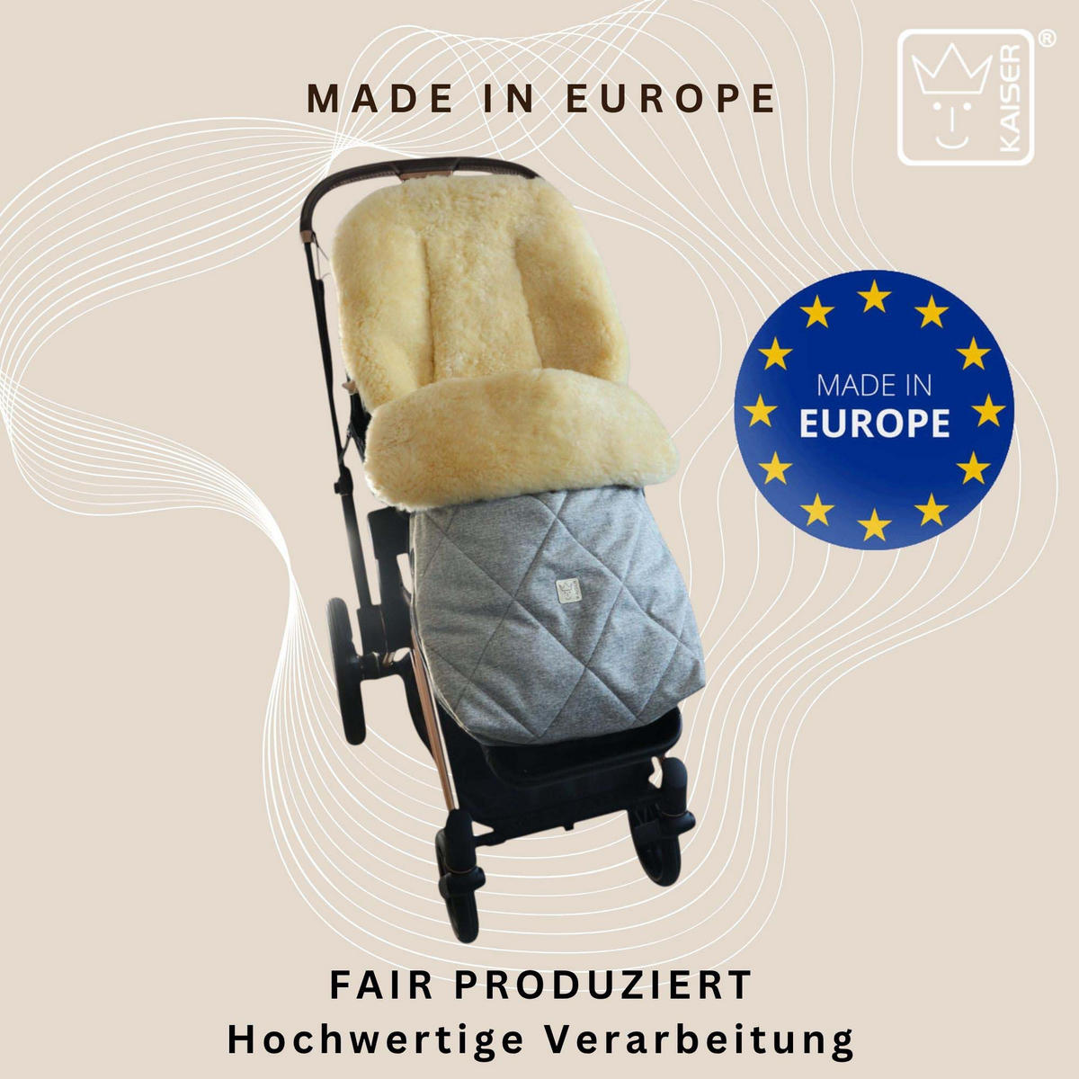 LAMMFELL-FUSSSACK Coosy, light grey melange - Grau, Fell (45/85cm) - Kaiserbaby