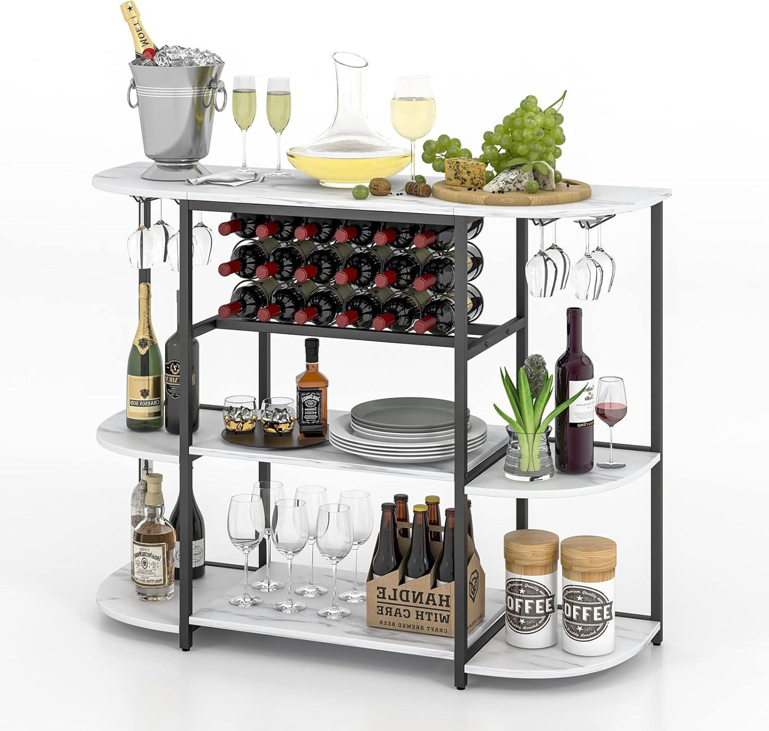 WEINREGAL Weiß - Weiß, Holz (120/91/40cm) - COSTWAY