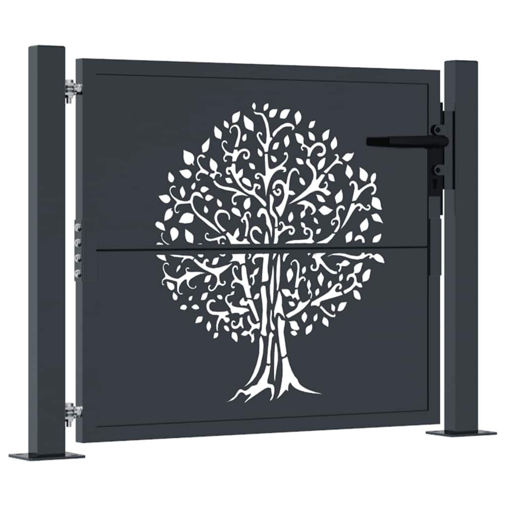 GARTENTOR im Baum-Design, 105/155 cm, aus Stahl, Anthrazit - Grau, Metall (105/105cm) - vidaXL