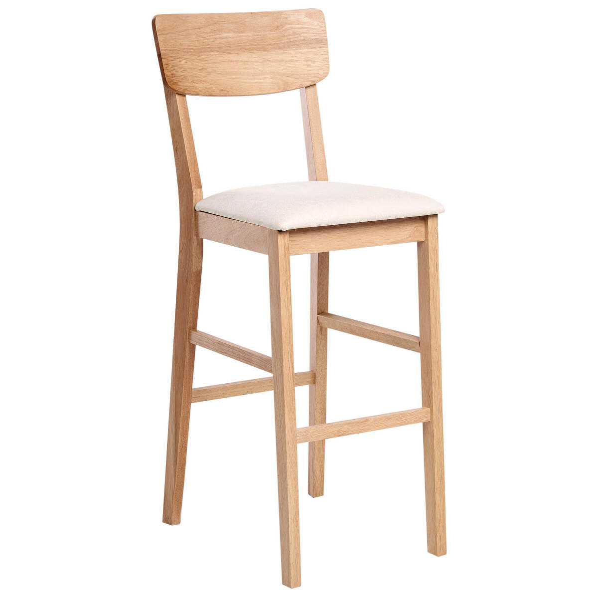 BARSTUHL 2er-Set Holz Hellbraun/BeigeAmbler - Beige, Holz (44/113/53cm) - Beliani
