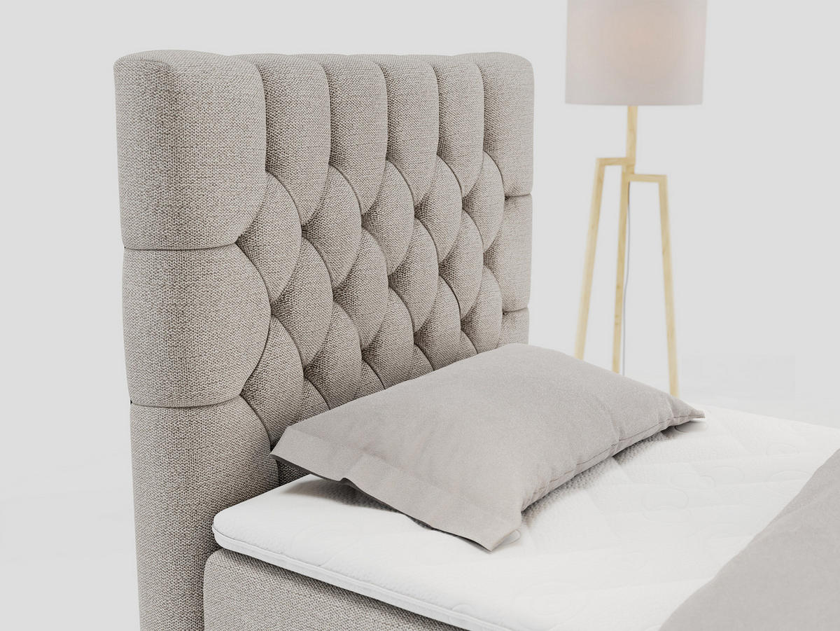 BOXBETT PERA 90/200 Beige Struktur - H3 - Links Seite - Beige, Holz/Textil (90/200cm) - MKS