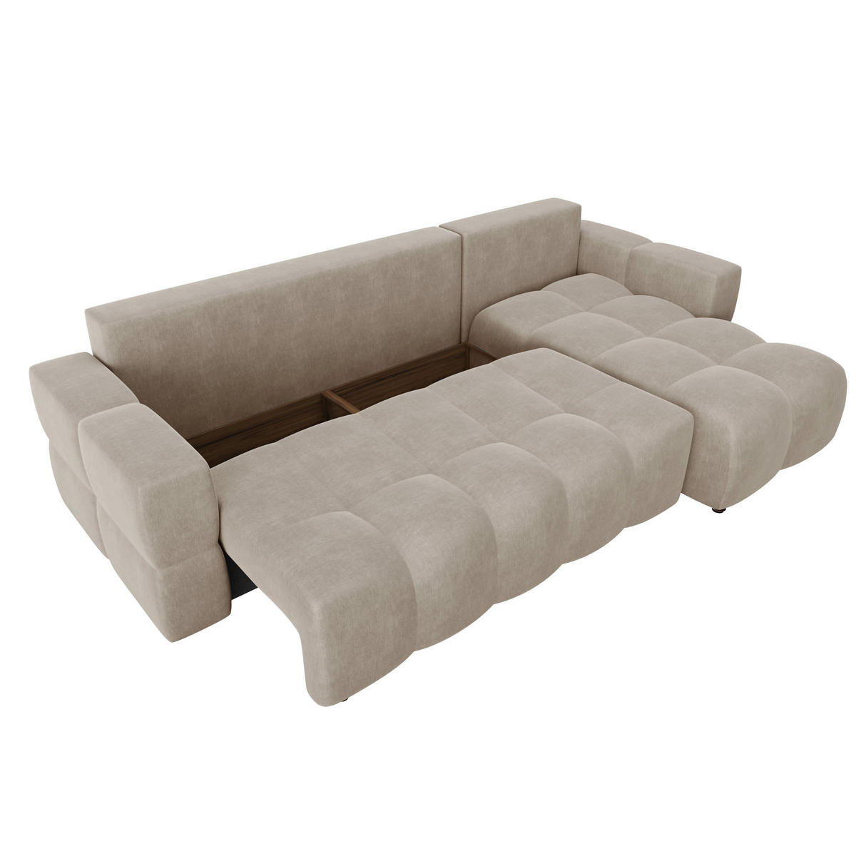 ECKSOFA RECHTS Samt Taupe 286cm - Taupe, Textil (286/169cm) - Sia Home
