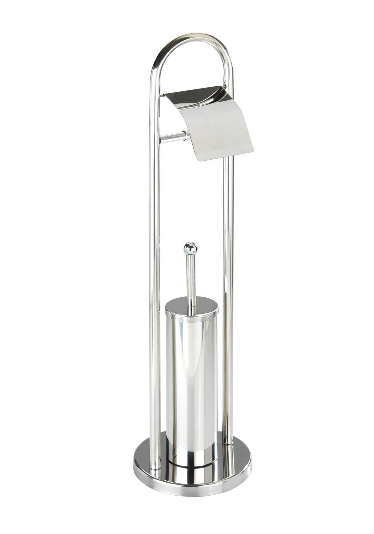TOILETTENPAPIERSTÄNDER und Toilettenbürste Vasto 22/22/81 cm - Silberfarben, Metall (22/81/22cm) - Wenko