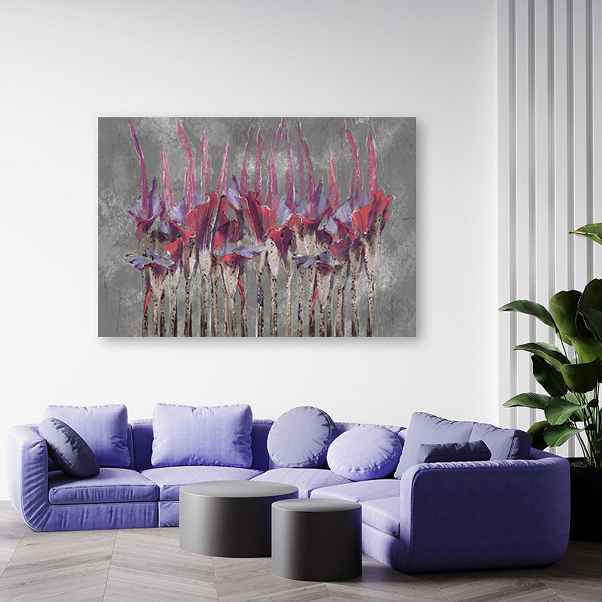 WANDBILD pflanzen blumen simnitło - Grau, Textil (60/40cm) - Feeby