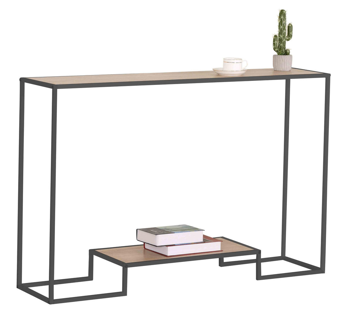 MODERNE Konsole mit 2 Regalebenen im Eiche Dekor L120cm - Eiche Artisan, Holzwerkstoff (120/30/80cm) - Calicosy