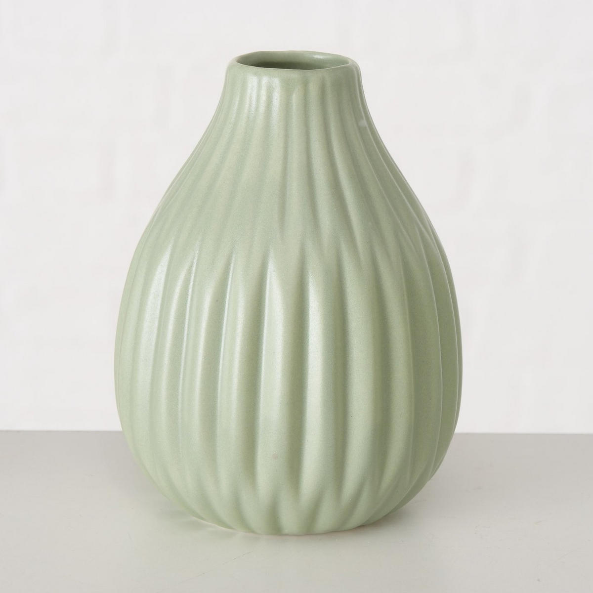 VASE Esko grün gestreift - Grün, Keramik (12cm) - Boltze Home