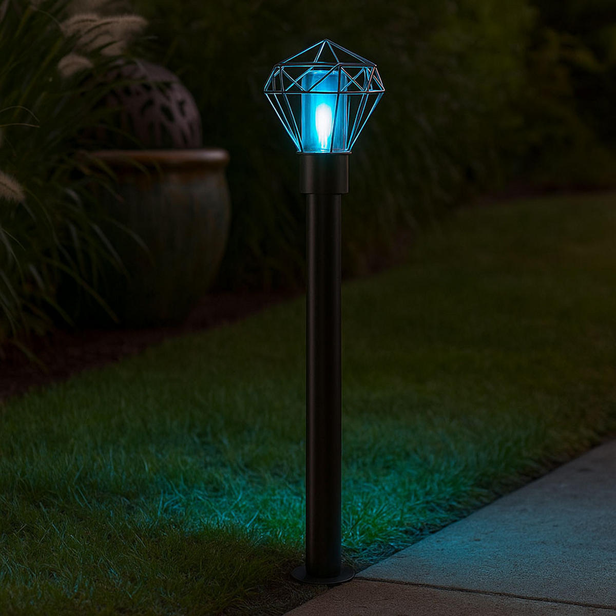 LED WEGELEUCHTE HORACE Edelstahl Schwarz 2er Set - Schwarz, Metall (22.5/25.5/100cm) - Globo Lighting