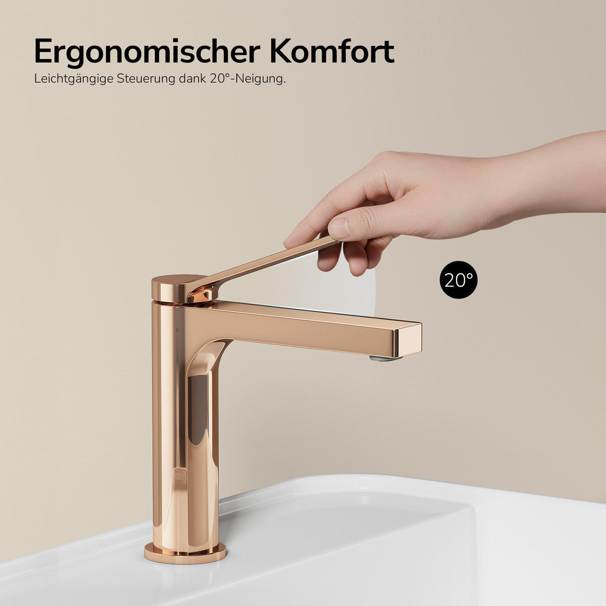 TVÄTTSTÄLLSBLANDARE Roséguld, 19,5/17,3/4,6 cm - Roséguld, Metall (17.3/19.5/4.6cm) - EMKE