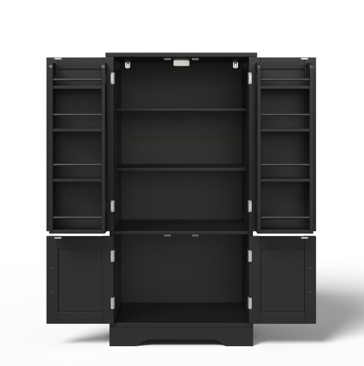 HOCHSCHRANK aus MDF mit 4 Türen, LED-Sensorlicht, 60/40/120 cm, Schwarz - Schwarz, Holzwerkstoff (40/120/60cm) - Redom
