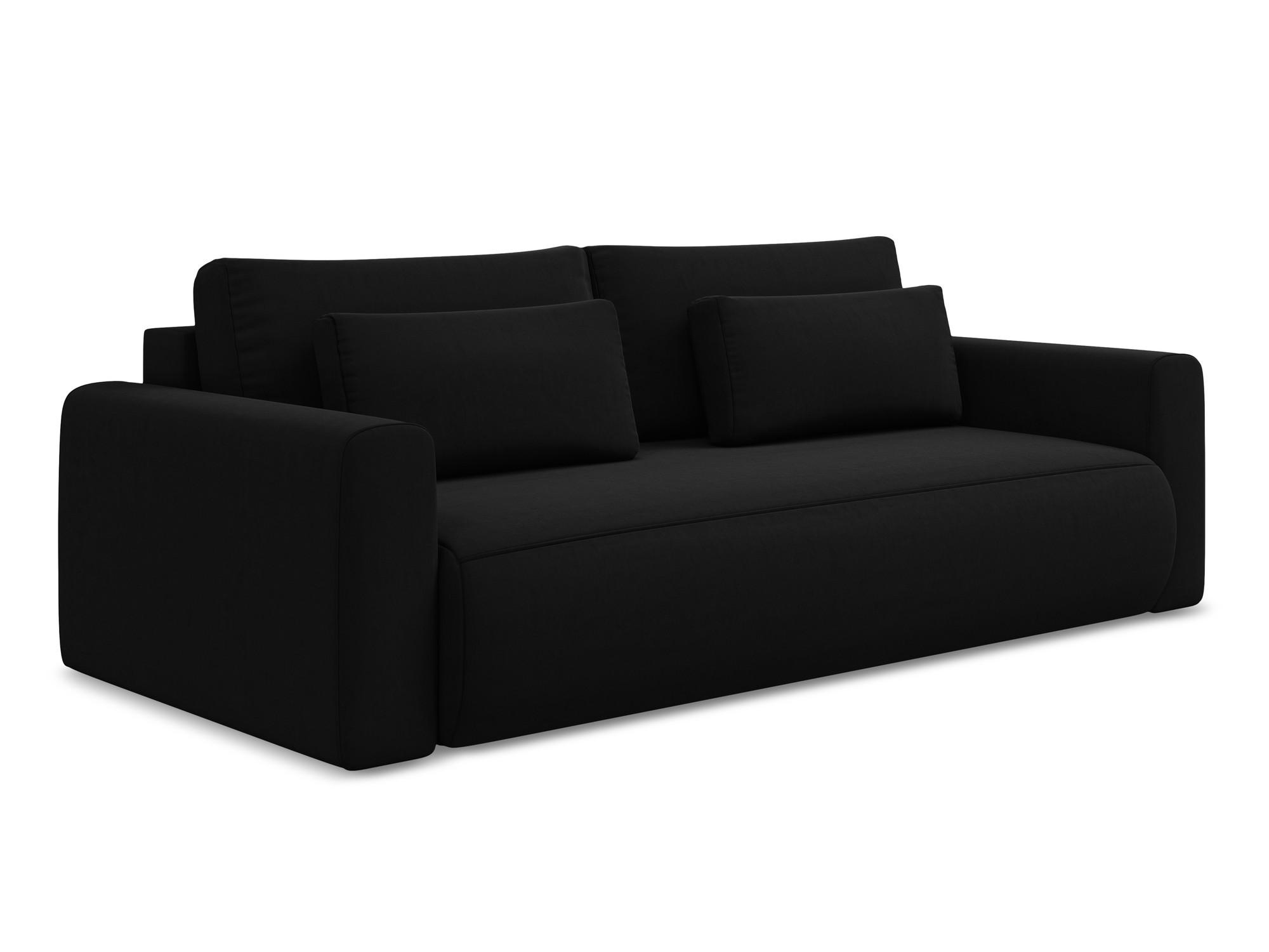3-SITZER SOFA mit Schlaffunktion Samt Stoff Schwarz - Schwarz, Kunststoff/Textil (238/82/105cm) - Makamii