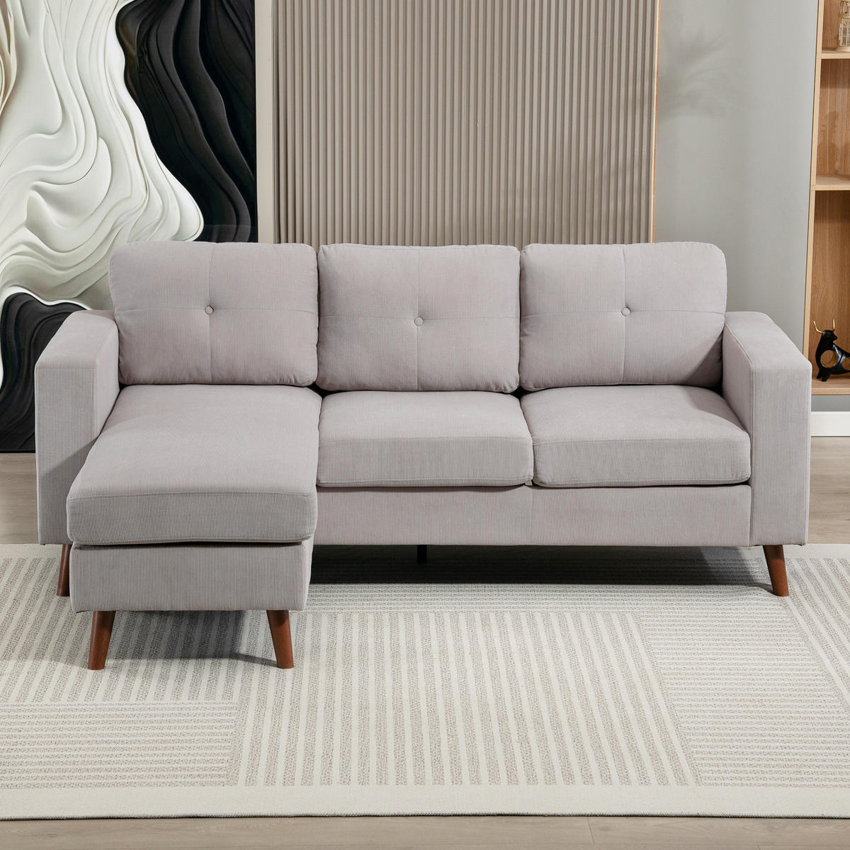 ECKSOFA Hellgrau 192/137/84 cm - Hellgrau, Textil (192/137cm) - PANGIVO