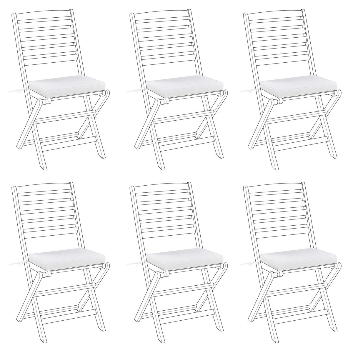 GARTENSTUHLKISSEN 6er-Set Cremeweiß 39/31 cm Tolve - Weiß, Textil (39/5/31cm) - Beliani