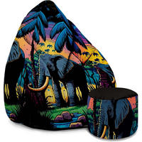 SITZSACK PEARSHAPE MIT FUßSTÜTZE Velvet 2-tlg Elephant M - Schwarz, Textil (70/120/70cm) - Dreamroots