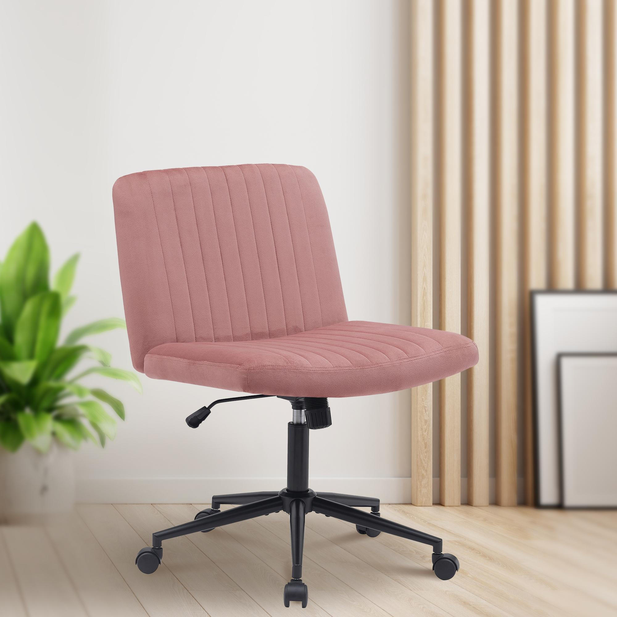 DREHSTUHL Samt pink - Pink/Schwarz, Textil/Metall (62/86/65cm) - CLP