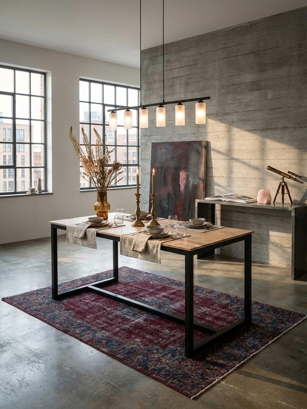 ESSTISCH Massivholz Metall Rechteckig Loft-Stil, Akazie 140x80x76 cm - Schwarz/Akaziefarben, Holz/Metall (80/140/76cm) - KADIMA DESIGN