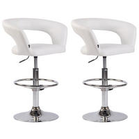 BARHOCKER 2er Set Lederlook weiß - Chromfarben/Weiß, Textil/Metall (58/82/47cm) - CLP