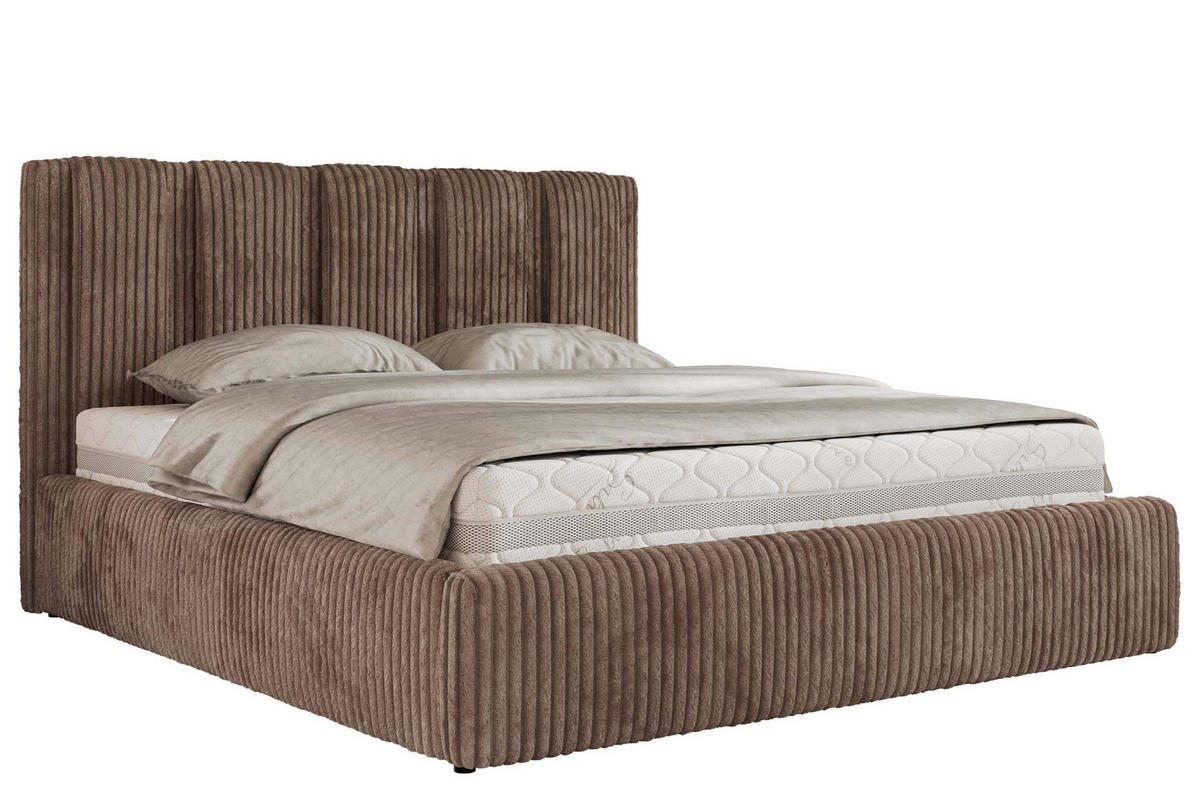 POLSTERBETT SAVINO CLASSIC 140/200 - Braun Cord - Multipocket-Matratze - Braun, Textil (140/200cm) - MKS