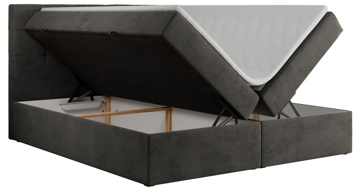 BOXBETT CENTO 180/200 Grau Velvet - H3 - Grau, Holz/Textil (180/200cm) - MKS