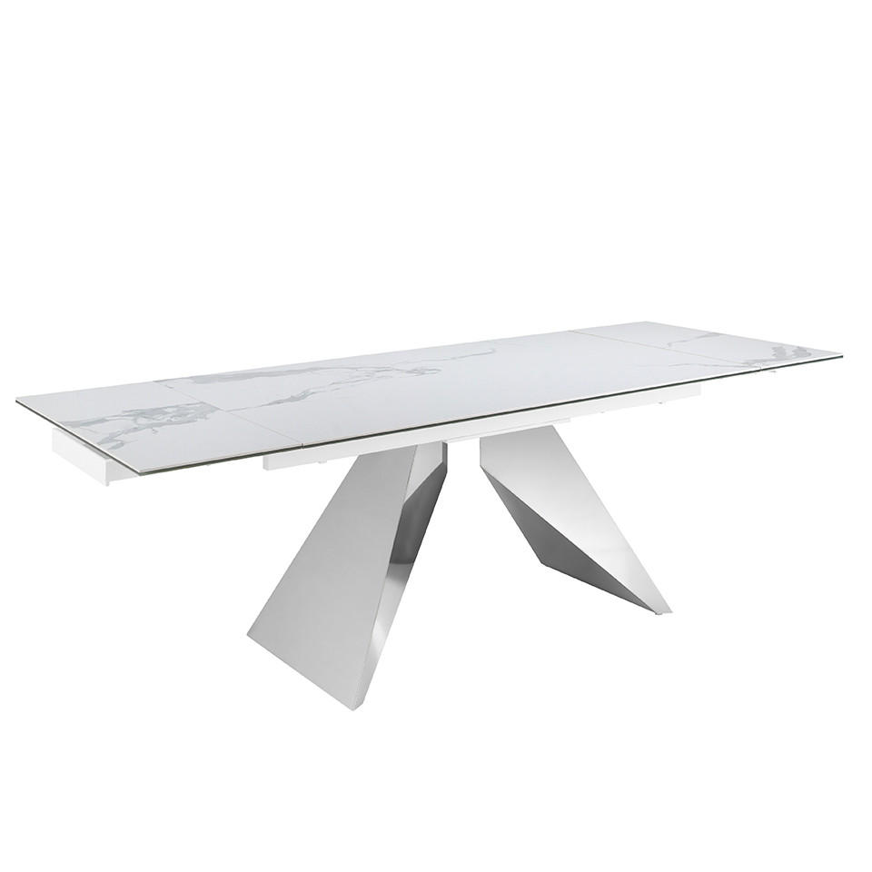 ESSTISCH Rechteckig Weiß Stahl 160/90/76 cm - Edelstahlfarben/Weiß, Stein (90/160/76cm) - ANGEL CERDA