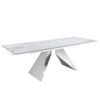 ESSTISCH Rechteckig Weiß Stahl 160/90/76 cm - Edelstahlfarben/Weiß, Stein (90/160/76cm) - ANGEL CERDA