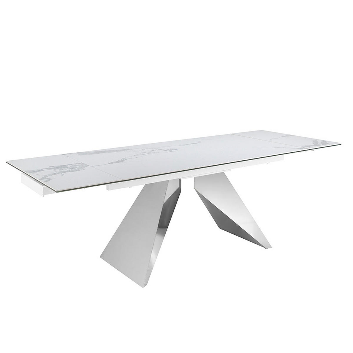 ESSTISCH Rechteckig Weiß Stahl 160/90/76 cm - Edelstahlfarben/Weiß, Stein (90/160/76cm) - ANGEL CERDA