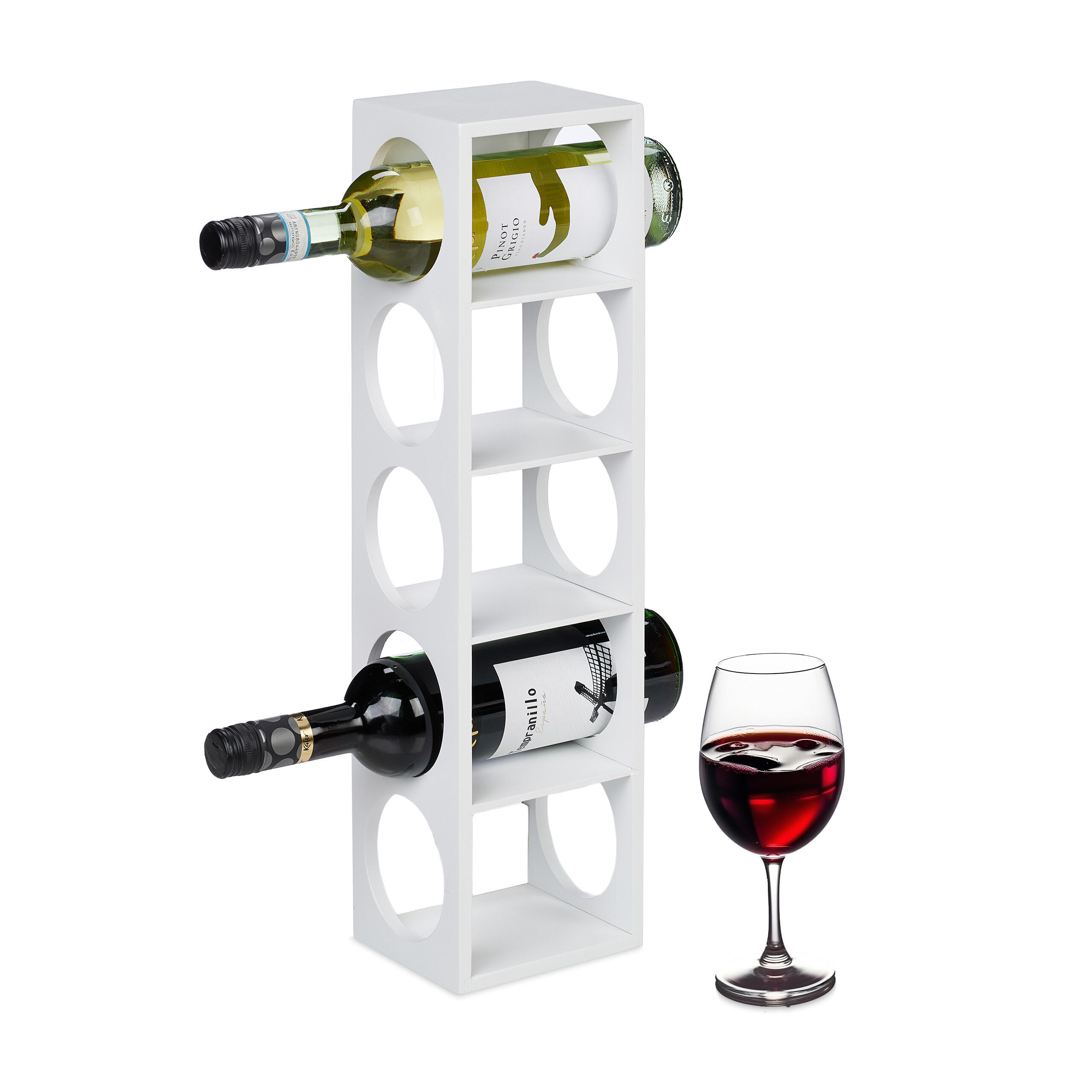 WEINREGAL - Weiß, Holz (14/53/12cm) - Relaxdays