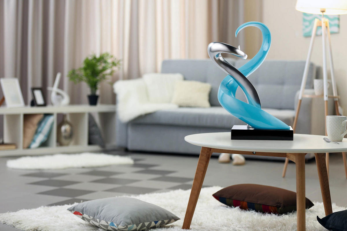 SKULPTUR Blau 45/63 cm - Blau/Silberfarben, Stein (8.75/63/28cm) - KUNSTLOFT