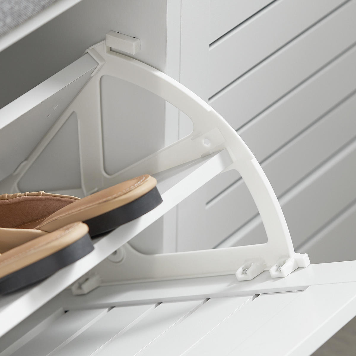 SCHUHBANK Weiß - Weiß, Holzwerkstoff (97/46/30cm) - SoBuy