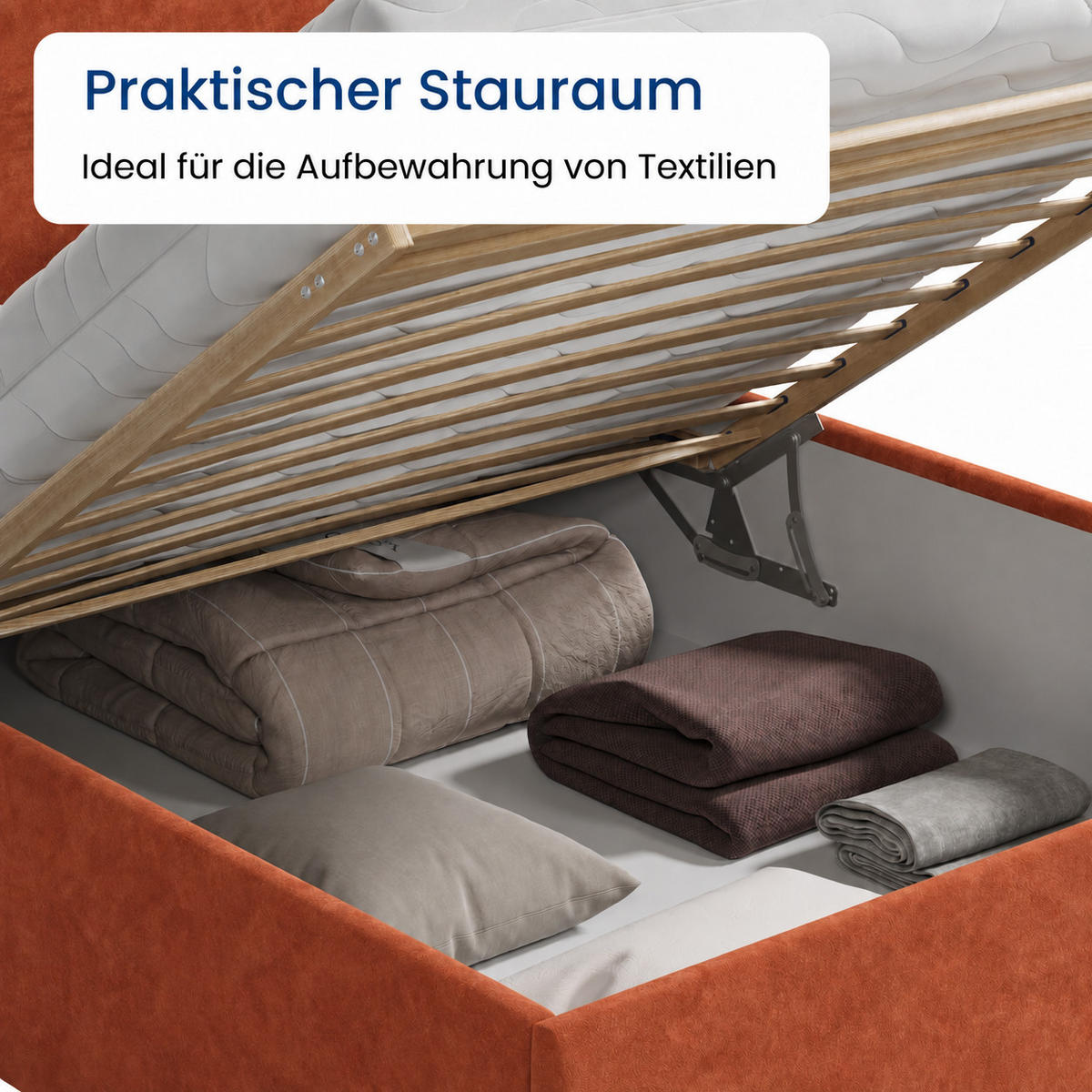 POLSTERBETT 140x200 cm Bonnellfederkernmatratze H2 Microvelours in Terra - Terracotta, Textil (140/200cm) - Home Collective