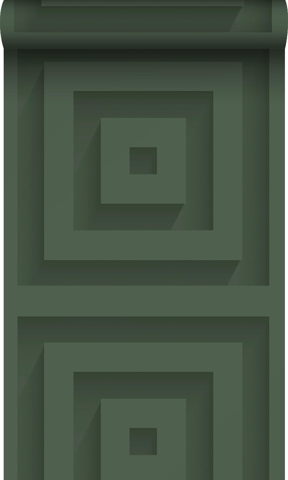 TAPETE 3D-Quadrate 50 x 900 cm - Grün, Papier (50/900cm) - Origin Wallcoverings