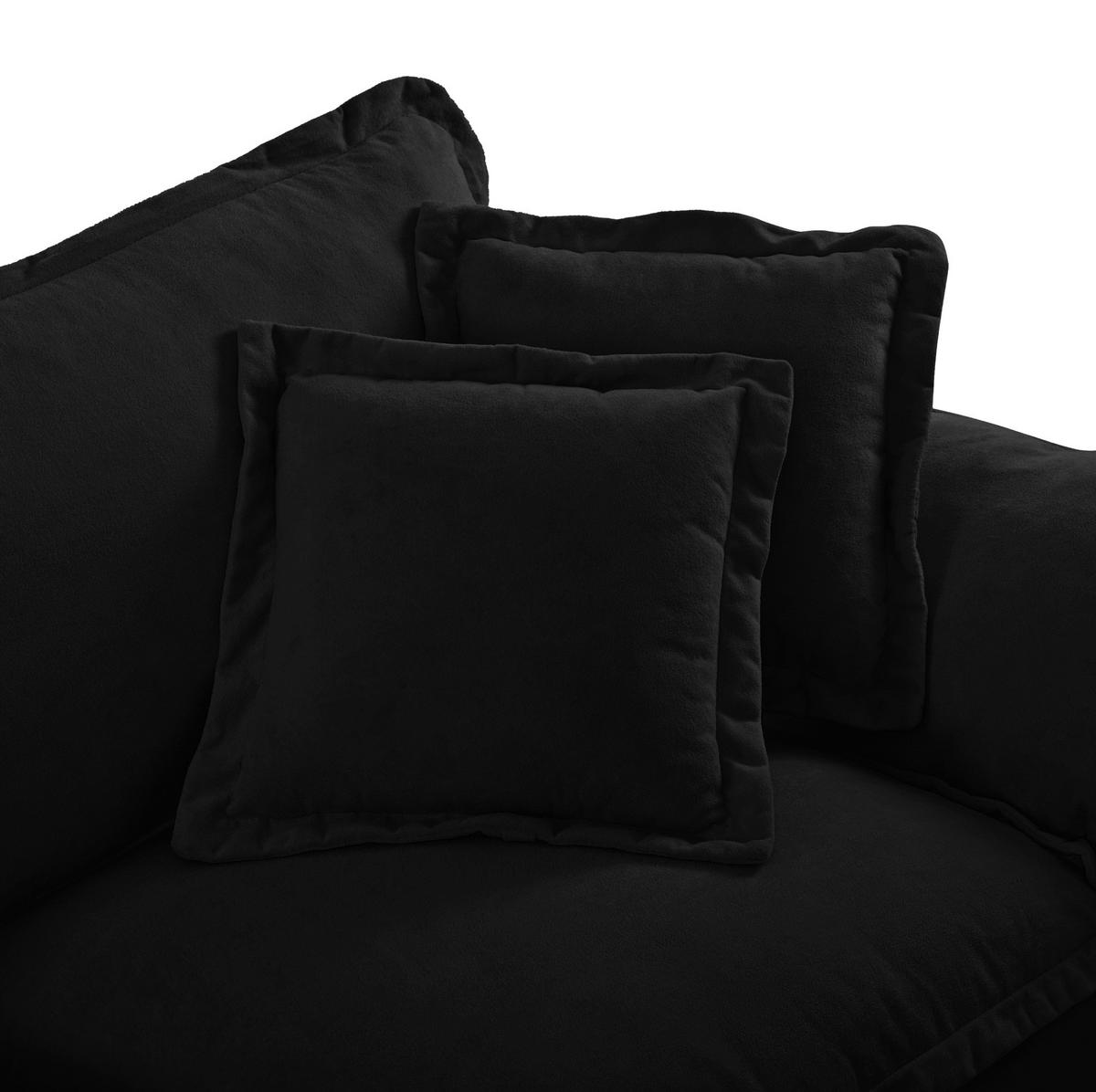 ECKSOFA aus Chenille 194x155x90 cm in Schwarz mit Ottomanen-Modul - Schwarz, Textil (155/90/194cm) - Modfu