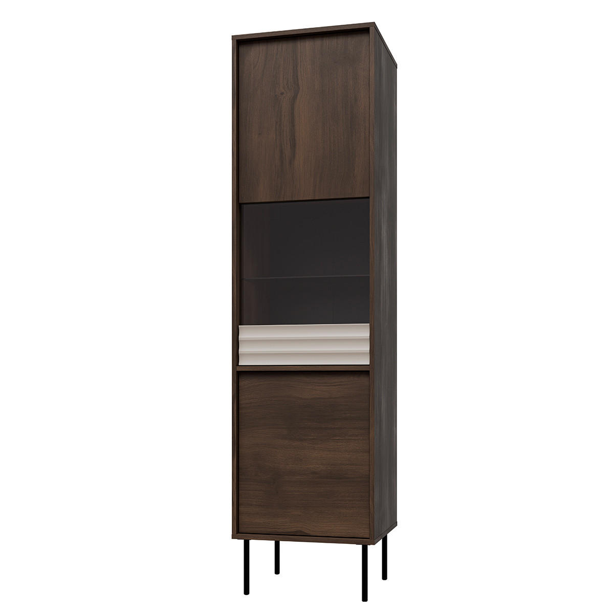 VITRÍNA Astra Tmavé dřevo a kašmír - béžová, kompozitní dřevo (50.9/195/40cm) - Petits-meubles