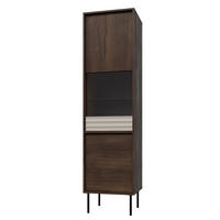 VITRÍNA Astra Tmavé dřevo a kašmír - béžová, kompozitní dřevo (50.9/195/40cm) - Petits-meubles