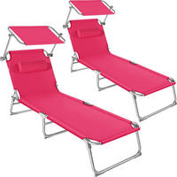 GARTENLIEGE 2er Set Chloé,190 x 68 x 65 cm,pink - Pink, Kunststoff (68/65/190cm) - tectake