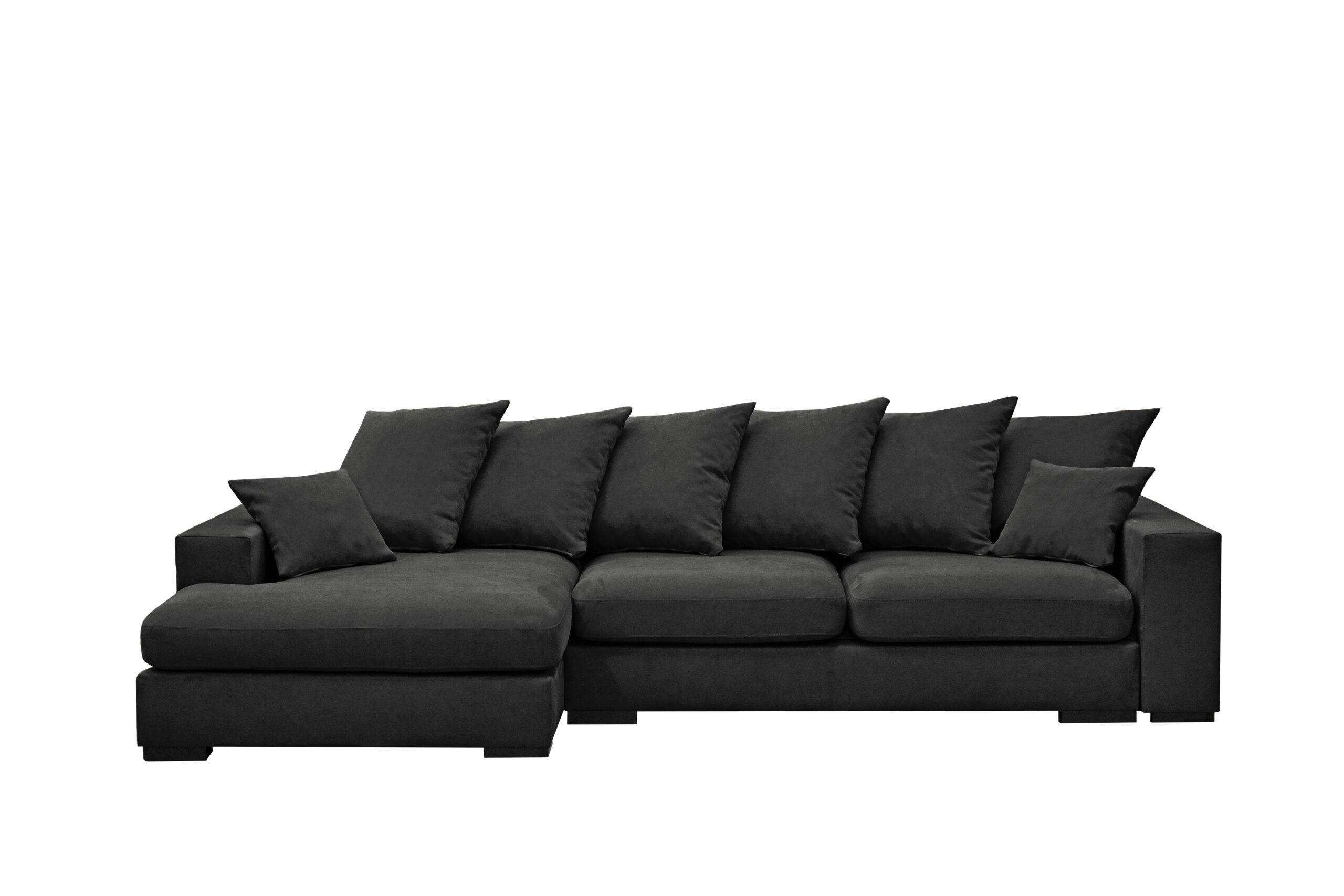 ECKSOFA Mit Schlaffunktion Und Bettkasten Couch L-form Gabon Stoff Riviera Links Schwarz - Schwarz, Holz (155/285cm) - Kaiser Möbel