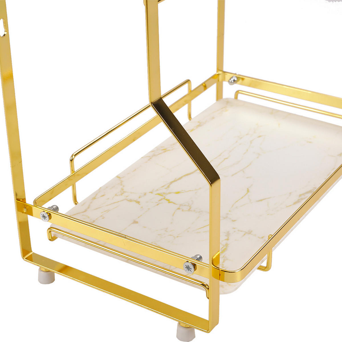 BADEZIMMERREGAL 32.5/19/45 cm 3-Stufig Freistehend Wandmontage Metall Gold - Goldfarben, Metall (32.5/45/19cm) - Livingandhome