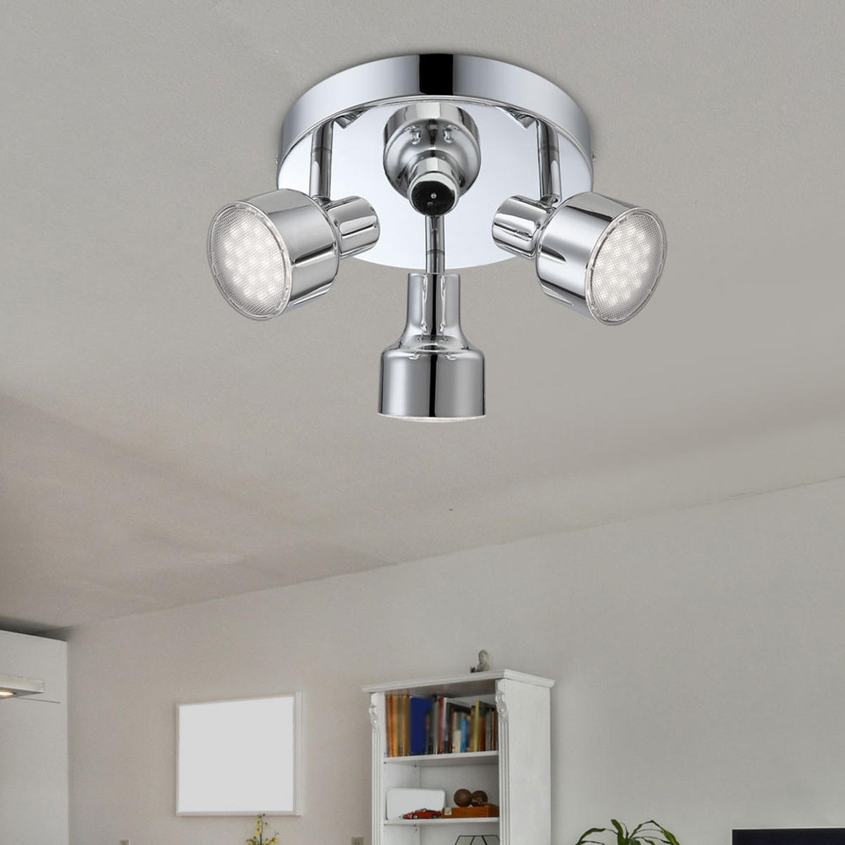 LED DECKENLEUCHTE ROIS Chrom Silber - Silberfarben, Metall (14/14/14cm) - Globo Lighting