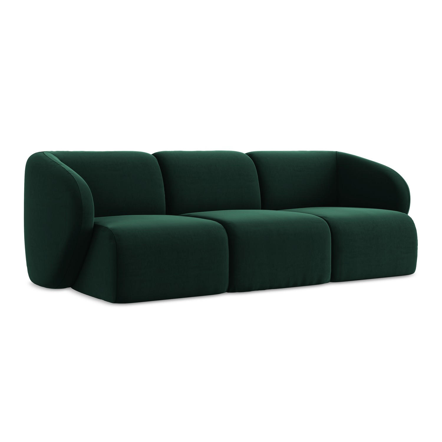 3-SITZER SOFA Samt Stoff Grün - Dunkelgrün/Schwarz, Holzwerkstoff/Kunststoff (244/75/94cm) - LaMiaSofa