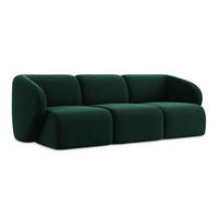 3-SITZER SOFA Samt Stoff Grün - Dunkelgrün/Schwarz, Holzwerkstoff/Kunststoff (244/75/94cm) - LaMiaSofa