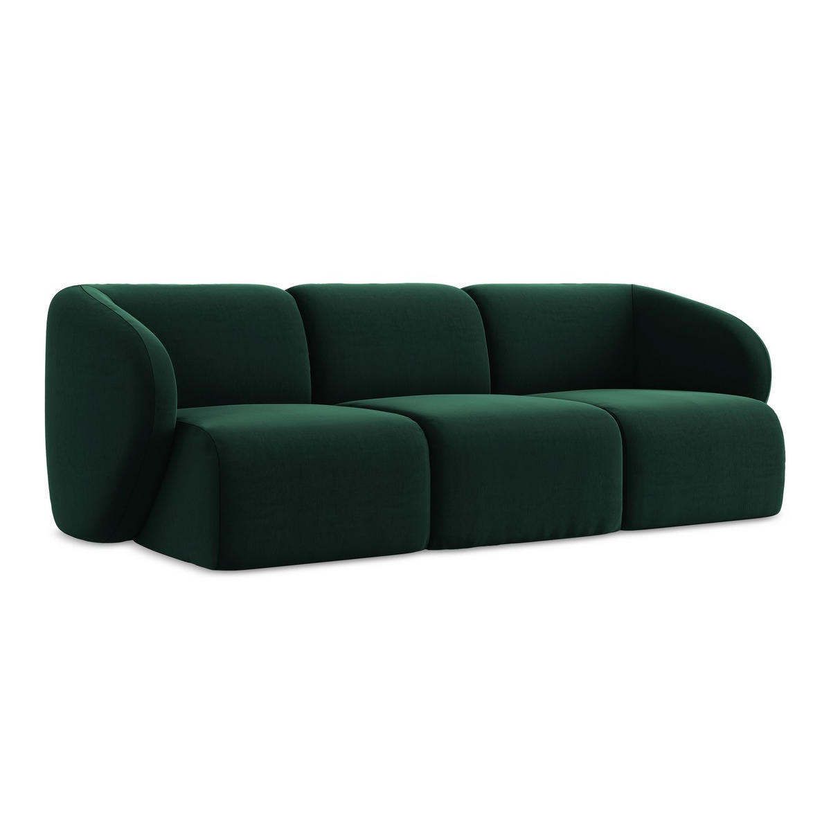3-SITZER SOFA Samt Stoff Grün - Dunkelgrün/Schwarz, Holzwerkstoff/Kunststoff (244/75/94cm) - LaMiaSofa