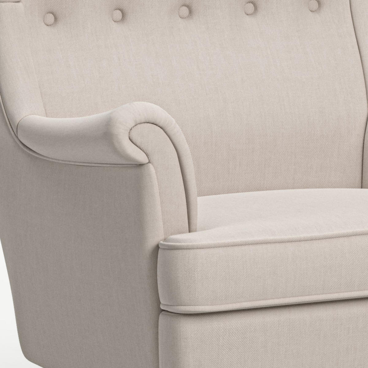 OHRENSESSEL Luno Beige klassisches Design Stoff ES-6 - Beige/Naturfarben, Holz/Textil (62/101/80cm) - Jana