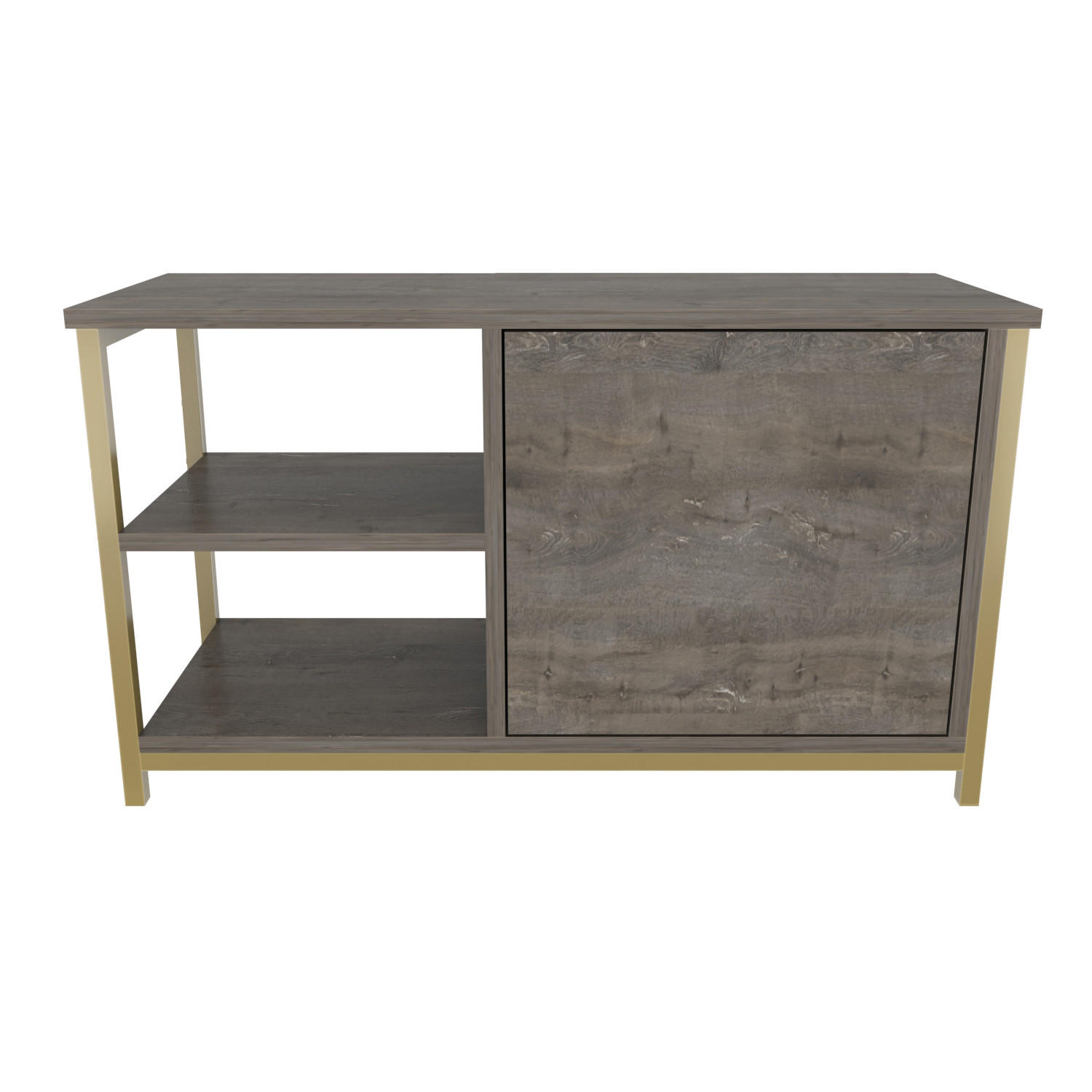 TV Möbel Muskegon Gold und Wenge - Beige, Holzwerkstoff (90/51/36cm) - Decorotika