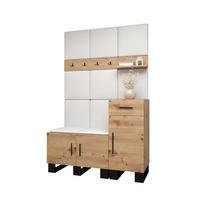 GARDEROBEN-SET 196/126/45,6 - Schwarz/Eiche Artisan, Holz/Kunststoff (126/196/45.6cm) - Abiks Möbel