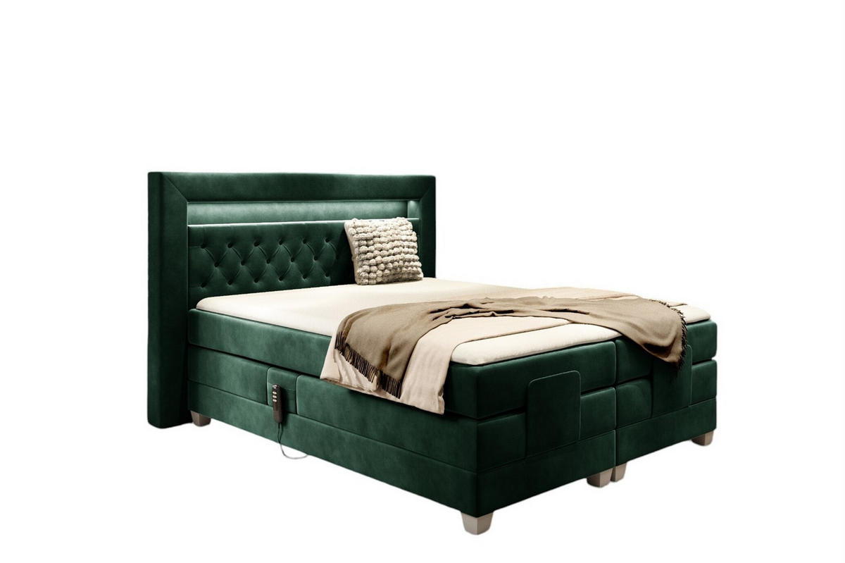 BOXSPRINGBETT Bett Elektrisch Armando - Grün, Holzwerkstoff/Textil (200/200cm) - Fun Möbel