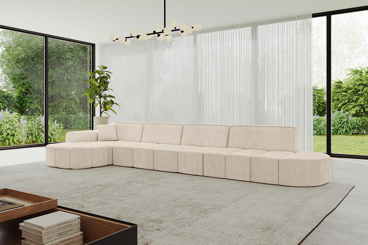 ECKSOFA Ottomane Links LIVO-L3 - 422x173x79,5 cm Beige - Beige, Holzwerkstoff/Textil (422/173cm) - ALTDECOR