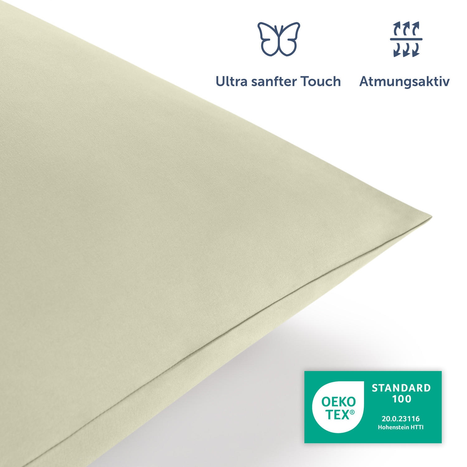 BETTWÄSCHE 3-teilig, 155/200 cm & 2x 80/80 cm, Olivgrün - Olivgrün, Textil (155/200cm) - Blumtal