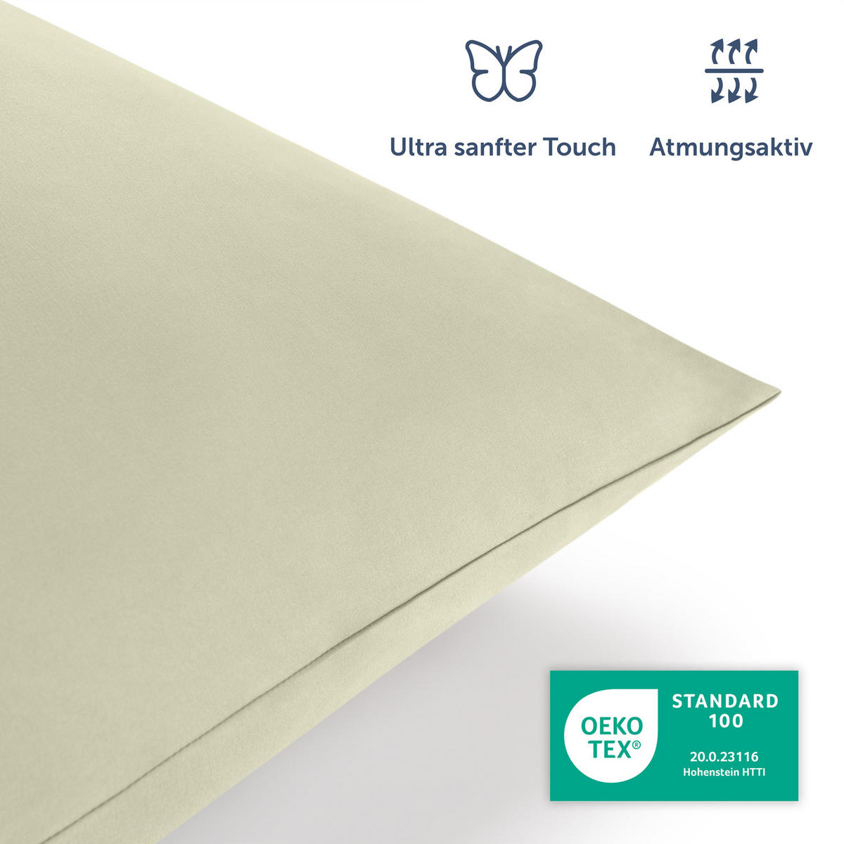 BETTWÄSCHE 2-teilig, 135/200 cm & 80/80 cm, Olivgrün - Olivgrün, Textil (135/200cm) - Blumtal