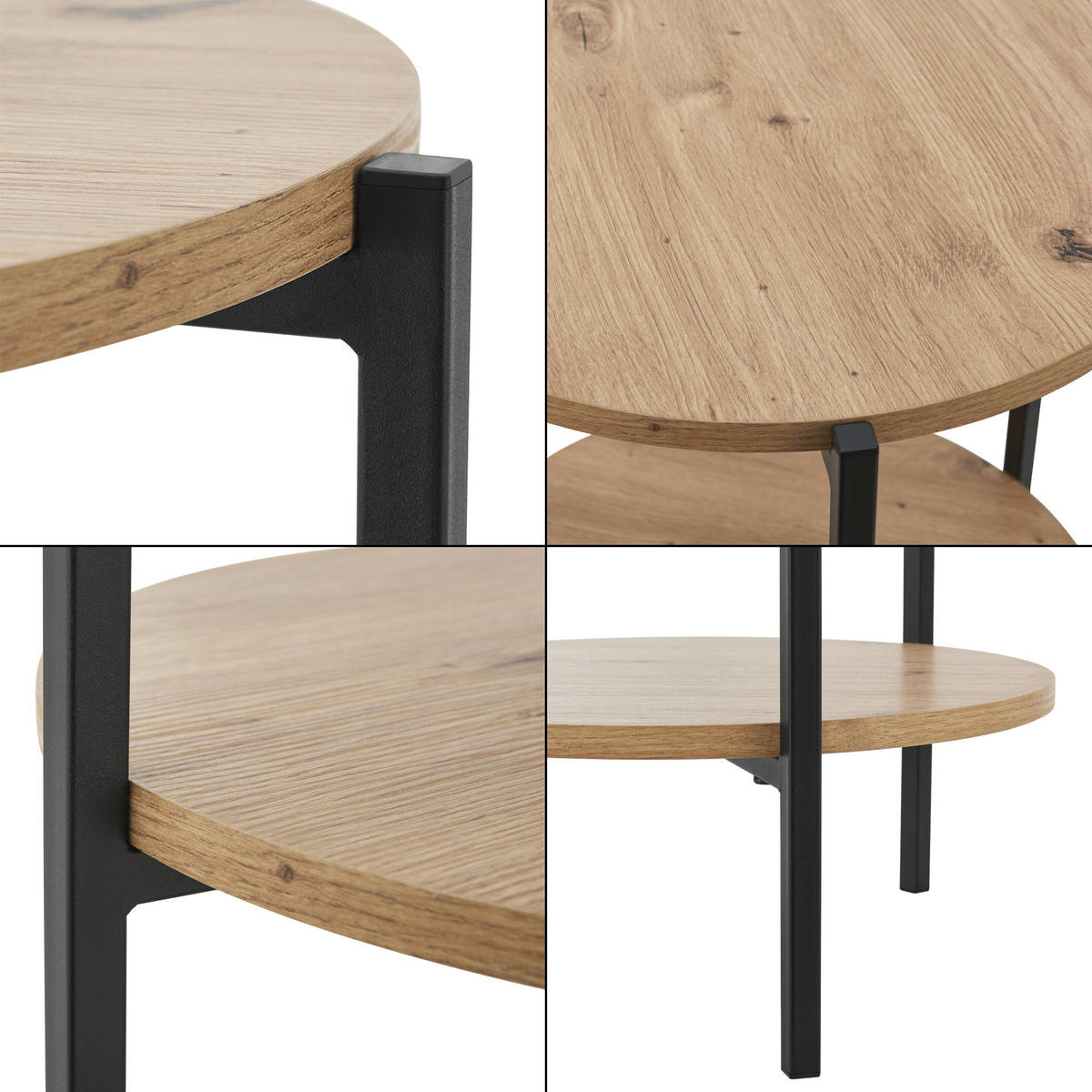 BEISTELLTISCH Kuopio - Schwarz/Braun, Holzwerkstoff/Metall (40/40/50cm) - [en.casa]